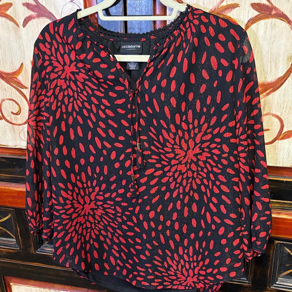 Liz Claiborne Black & Red Blouse